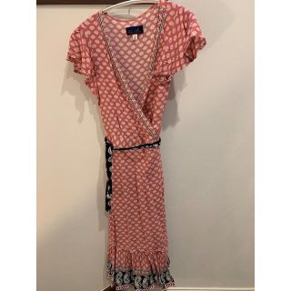 ザラ(ZARA)の美品♪ ピンク×ブラック×ホワイト　柄ワンピ(ロングワンピース/マキシワンピース)