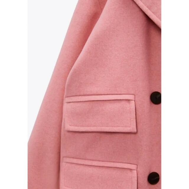 ZARA(ザラ)のZARA ウールブレンド  コート S ピンク レディースのジャケット/アウター(ロングコート)の商品写真