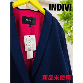 インディヴィ(INDIVI)の【タグ付き】インディヴィ ジャケット 変形 ペイズリー  ネイビー M(テーラードジャケット)