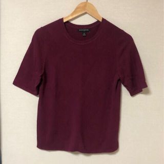 バナナリパブリック(Banana Republic)の美品　バナナリパブリックBanana Republicコットン半袖ニットエンジM(Tシャツ(半袖/袖なし))