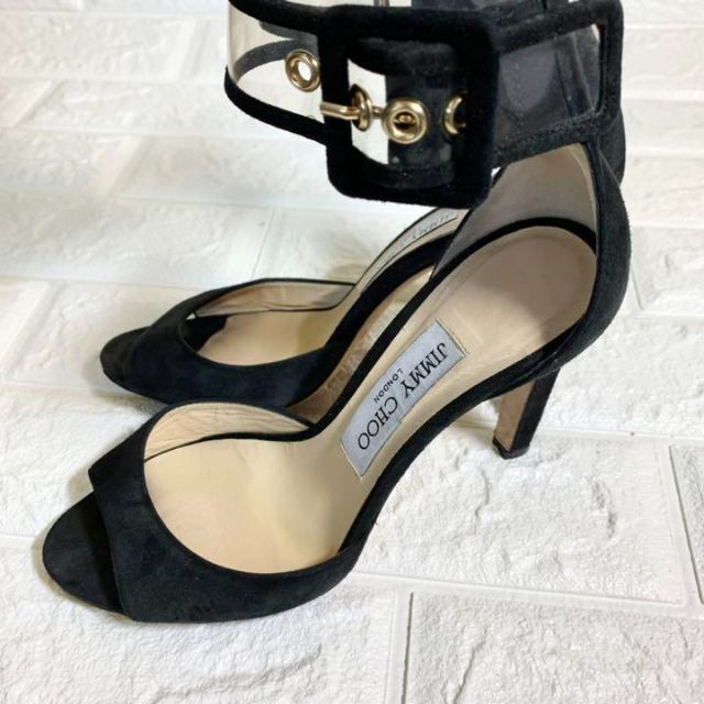 JIMMY CHOO(ジミーチュウ)の【リフト交換済】JimmyChoo ジミーチュウ　黒　クリアストラップサンダル レディースの靴/シューズ(サンダル)の商品写真