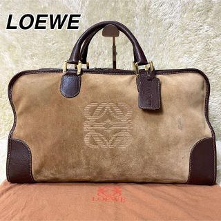 ロエベ(LOEWE)の美品　ロエベ　スエード×レザー　ミニボストン　アマソナ50　アナグラム　チャーム(ボストンバッグ)