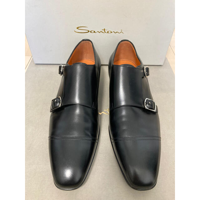 新品 Santoni サントーニ ダブルモンク ドレスシューズ 黒色 ブラック