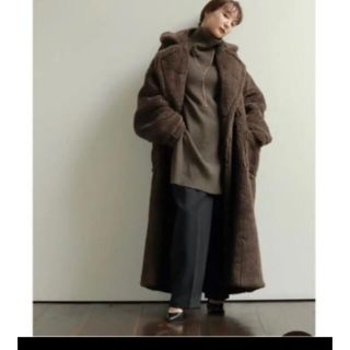 louren louren volume boa coat　ダークブラウン(ロングコート)