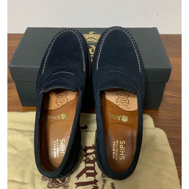 Alden SHIPS別注 ネイビー スエード ローファー 7D-