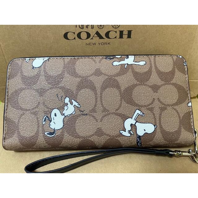 新品未使用 スヌーピー 長財布 COACH ブラウン SNOOPY コーチ