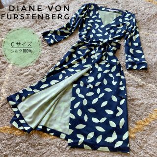 ダイアンフォンファステンバーグ(DIANE von FURSTENBERG)のDVF ダイアンフォンファステンバーグ シルク 膝丈ラップ ワンピース ミント(ひざ丈ワンピース)