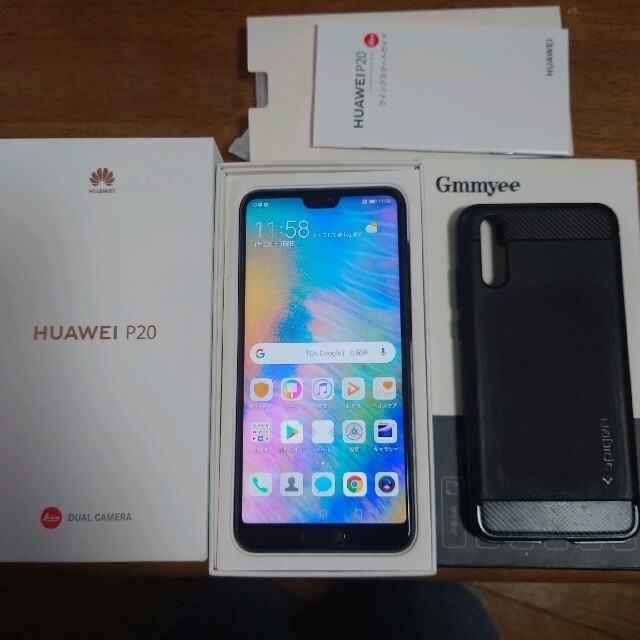 HUAWEI P20  デュアルSIMフリー＋Spigenガラス・ケース