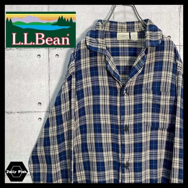 【希少】L.L.Bean/エルエルビーン コットン パジャマシャツ チェック柄