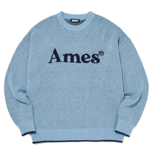 AMES WORLDWIDE ニット ブルー LOGO KNITメンズ