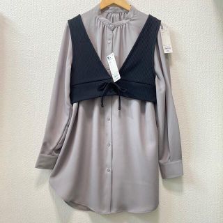 ジーユー(GU)の☆【ジーユー】バンドカラー ロングシャツ、ビスチェ セット(シャツ/ブラウス(長袖/七分))