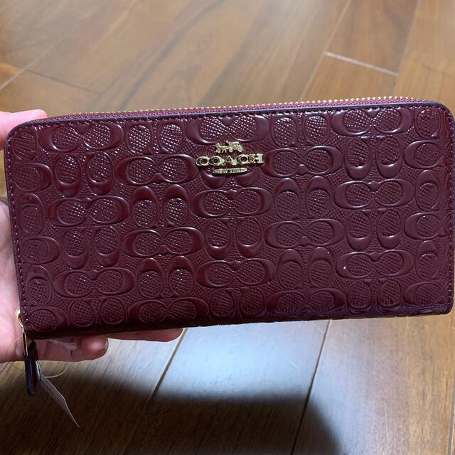 COACH - おまとめ割 ショプバ・箱付き 長財布 ワインレッド エナメルの