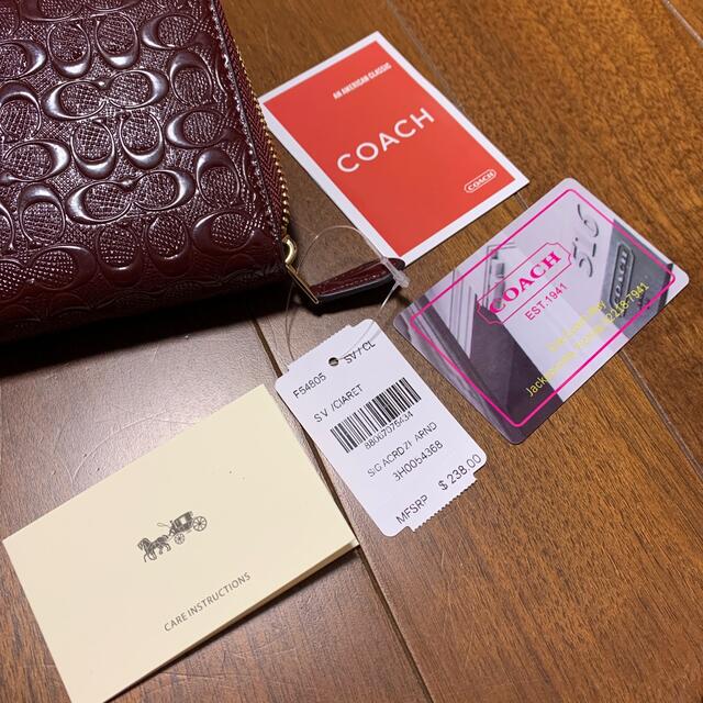 COACH コーチ 二つ折り財布 エナメル シグネチャー ワインレッド