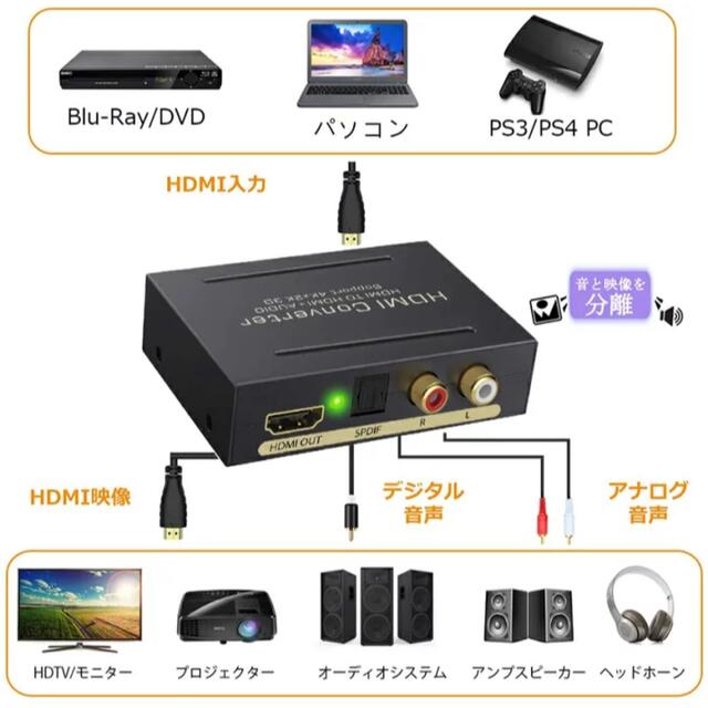 HDMI オーディオ 分離器 音声分離器  スマホ/家電/カメラのテレビ/映像機器(映像用ケーブル)の商品写真