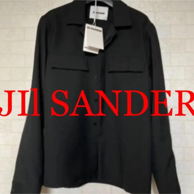 Jil Sander(ジルサンダー)の定価9万円❗️❗️ジルサンダー　ウール比翼シャツ　オーバーサイズ　ブラック メンズのジャケット/アウター(ミリタリージャケット)の商品写真