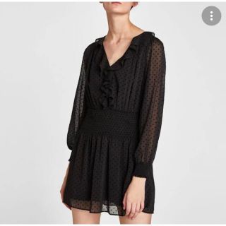 ザラ(ZARA)の最終値下げ【美品】ZARA シースルーワンピース　ブラック　S(ミニワンピース)