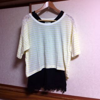 ダブルクローゼット(w closet)のw closet☆黄ボーダー値下♪(カットソー(半袖/袖なし))