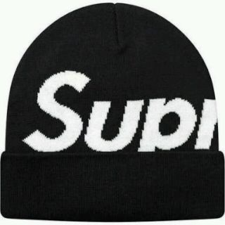 シュプリーム(Supreme)のSupreme Big Logo Beanie 黒 ビッグロゴビーニー 本物(ニット帽/ビーニー)