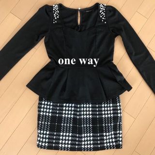 ワンウェイ(one*way)のワンウェイ one way ビジュー ペプラム トップス ミニスカート セット(セット/コーデ)