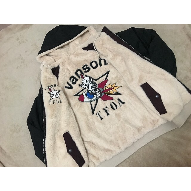 VANSON バンソン×クローズ  リバーシブルボアパーカー XL