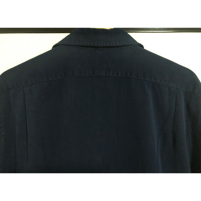 希少ネイビー完全無地長袖 90s ポロラルフローレン オープンカラー 開襟シャツ