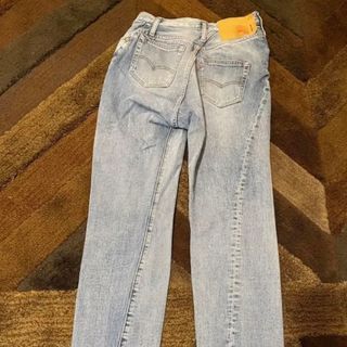 Levis リーバイス × FACETASM ファセッタズム コラボ パンツ デニム ボトムス ジーンズ ジーパン ブルー 青 FREE ワイド スリム ベルト付き アシンメトリー おしゃれ シンプル 無地 【レディース】