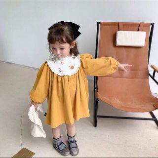 ザラキッズ(ZARA KIDS)のコーデュロイ花柄刺繍ワンピース(ワンピース)