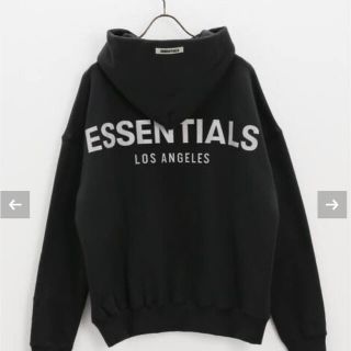 フィアオブゴッド(FEAR OF GOD)のessentials Los Angeles パーカー　黒　LA限定(パーカー)