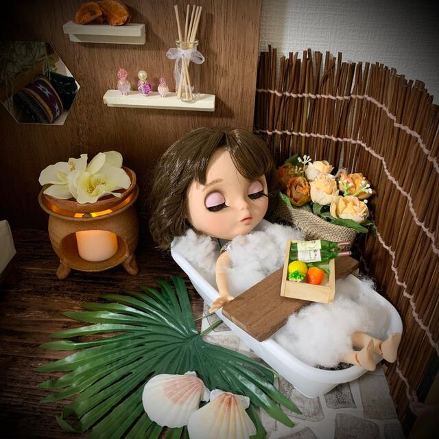 ドールハウス　バスルーム＊リゾート風 ハンドメイドのおもちゃ(ミニチュア)の商品写真