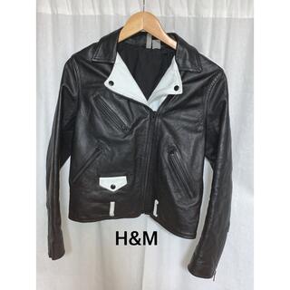 エイチアンドエム(H&M)のH&M 牛革 ライダースジャケット ユニセックス c-570g(ライダースジャケット)
