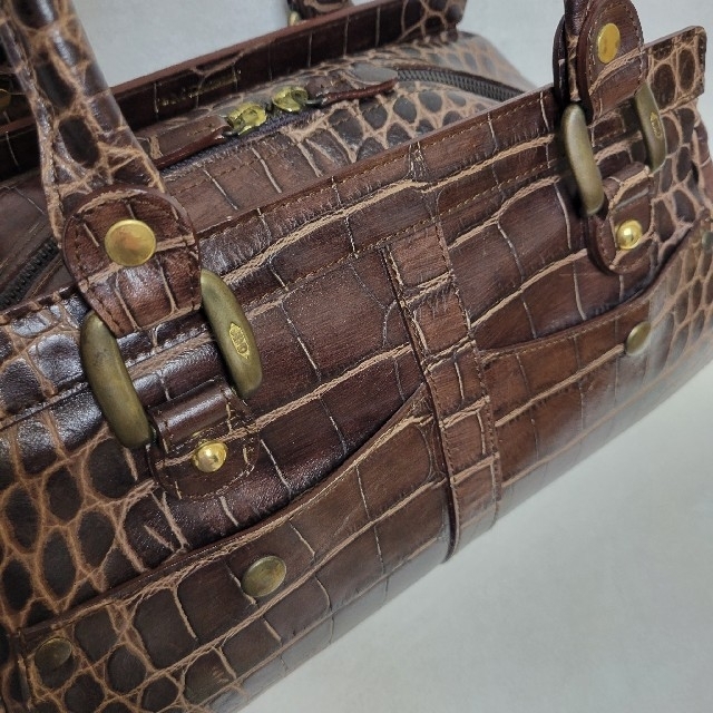 J&M DAVIDSON デヴィッドソン クロコ ダイル 型押し ハンドバッグ