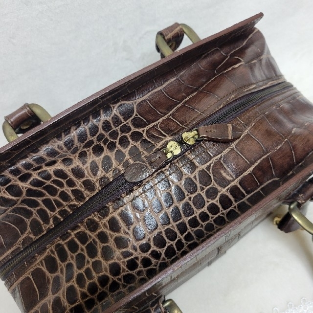 J&M DAVIDSON デヴィッドソン クロコ ダイル 型押し ハンドバッグ