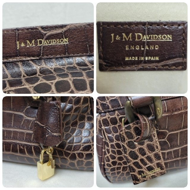 J&M DAVIDSON デヴィッドソン クロコ ダイル 型押し ハンドバッグ