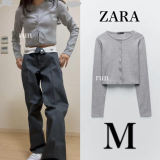 ザラ(ZARA)のZARA クロップド カーディガン グレー(カーディガン)