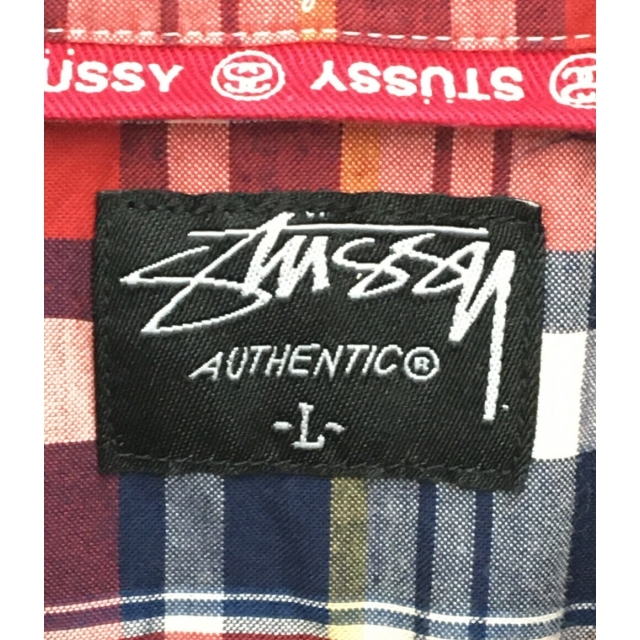 STUSSY(ステューシー)のステューシー ボタンダウン半袖シャツ チェック柄 ユニセックス L レディースのトップス(シャツ/ブラウス(半袖/袖なし))の商品写真