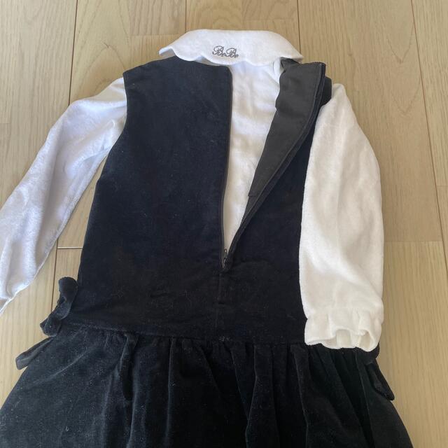 BeBe(ベベ)のbebe  ベロアワンピース  白ブラウス 110 キッズ/ベビー/マタニティのキッズ服女の子用(90cm~)(ワンピース)の商品写真