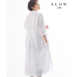 ニジュウサンク(23区)の★美品★23区 19SS コットンシャツワンピース バンドカラー 38 (ロングワンピース/マキシワンピース)