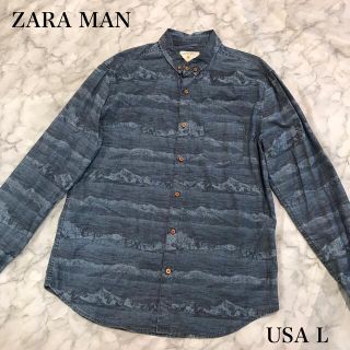 ザラ(ZARA)のZARA MAN 山脈模様がおしゃれなダンガリーシャツ　ゆったり　春シャツ　L(シャツ)