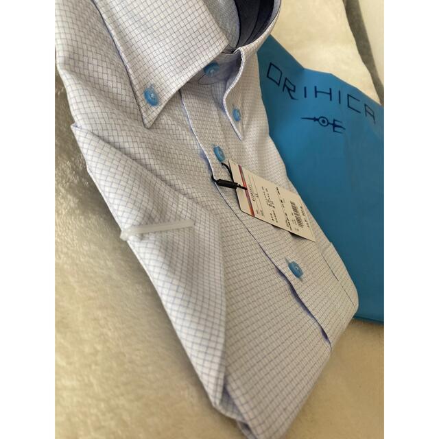 ORIHICA(オリヒカ)のオリヒカ ワイシャツ チェック ブルー 青 水色 半袖 LL メンズのトップス(シャツ)の商品写真