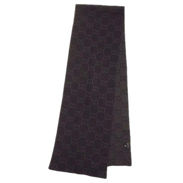 極美品 グッチ GUCCI GG 総柄 ウール ニット マフラー○2※ 極美品 グッチ GUCCI GG 総柄 ウール ニット マフラー○2※