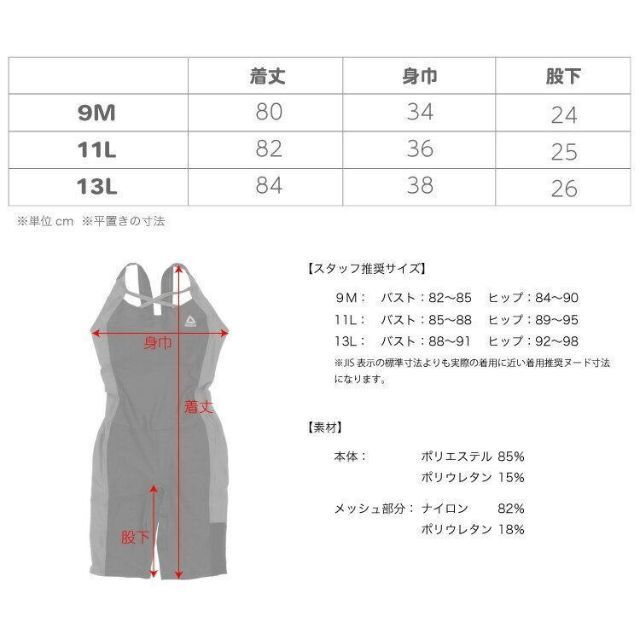 Reebok(リーボック)の新品■Reebok・フィットネス水着・オールインワン競泳・13号L・黒ブラック レディースの水着/浴衣(水着)の商品写真