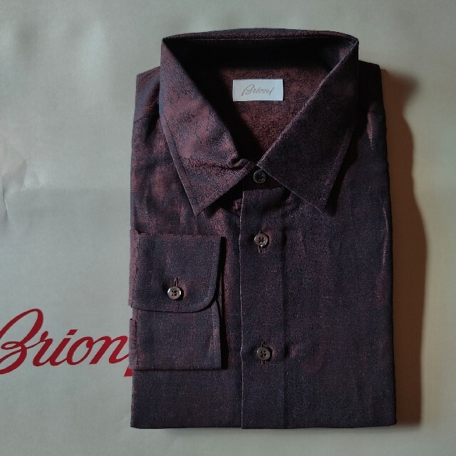 でおすすめアイテム。 長袖シャツ 織り柄 ブリオーニ - Brioni リネン 茶色 ブラウン サイズL シャツ