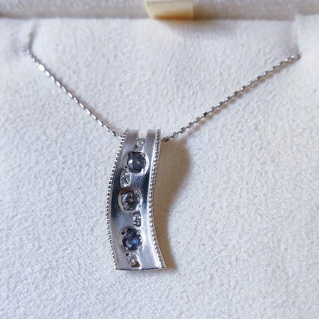 ダイヤモンド×アレキサンドライト ネックレス K18WG 0.15ct 4.3g