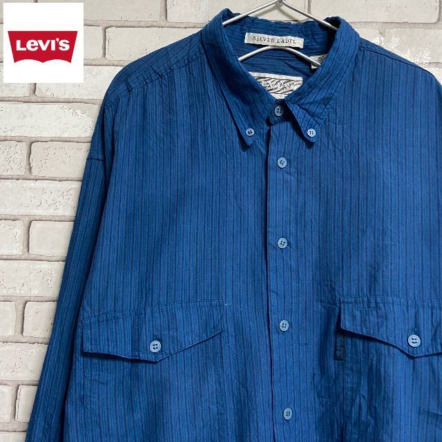 Levi's(リーバイス)の希少レア Levi's シルバーラベル 長袖BDシャツ ストライプ柄 ブルーXL メンズのトップス(シャツ)の商品写真