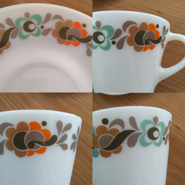 イギリス製 JAJ PYREX オールドパイレックス カップ&ソーサー