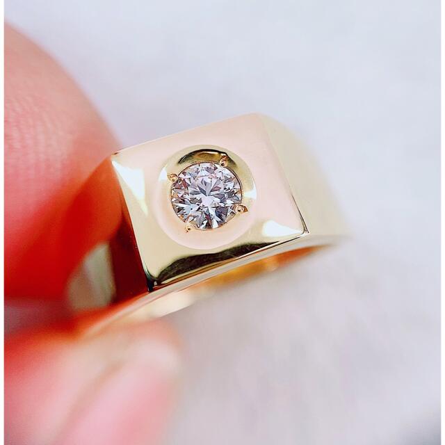 12.3g★0.323ct★✨一粒ダイヤモンド印台ナットリング指輪13.5号 レディースのアクセサリー(リング(指輪))の商品写真