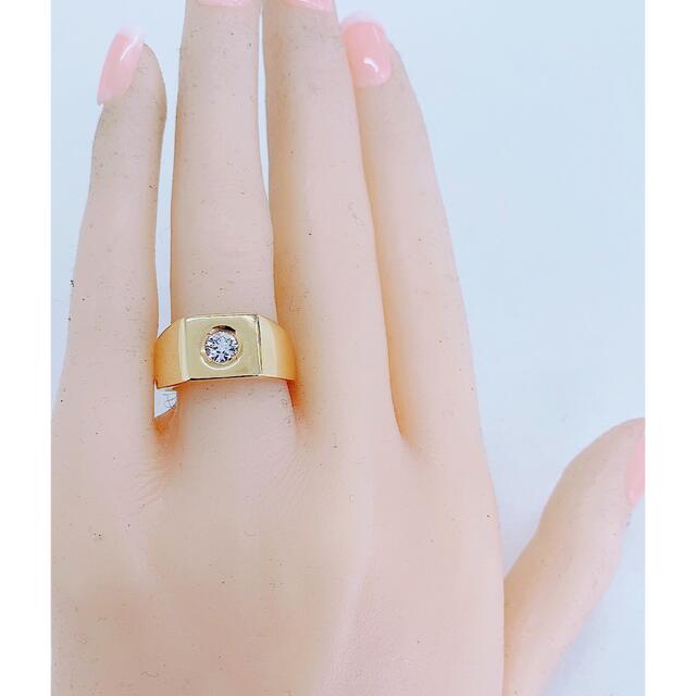 12.3g★0.323ct★✨一粒ダイヤモンド印台ナットリング指輪13.5号 レディースのアクセサリー(リング(指輪))の商品写真