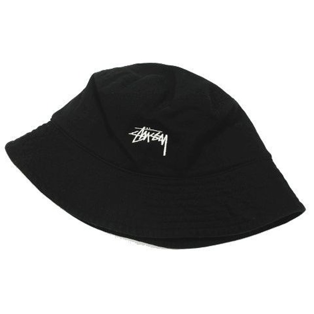 STUSSY(ステューシー)のステューシー STUSSY バケットハット ロゴ バケハS/M ブラック 黒 メンズの帽子(その他)の商品写真