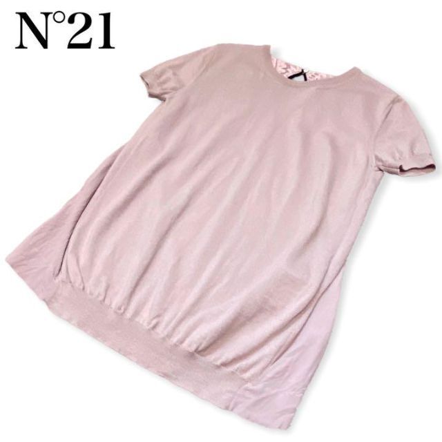 美品】N°21☆ヌメロヴェントゥーノ☆レース切り替え 半袖ニット