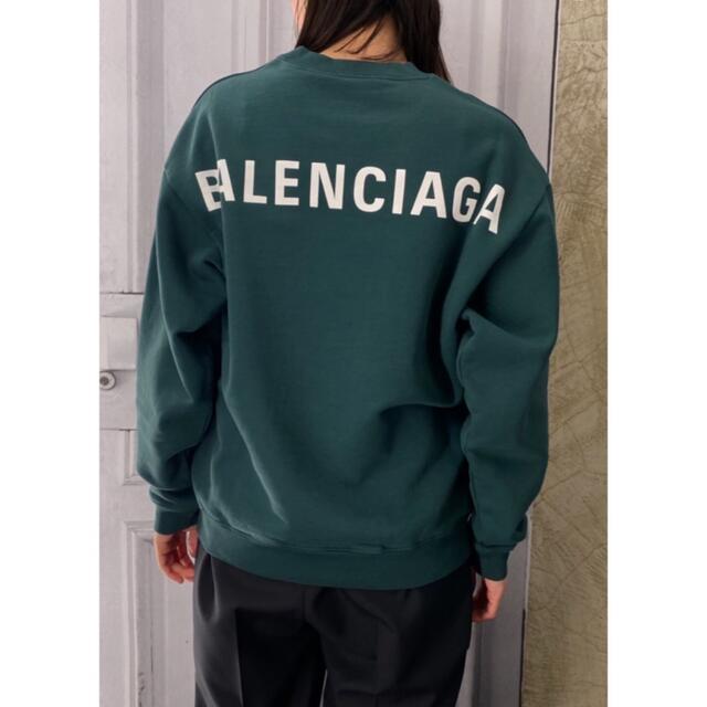 Balenciaga - BALENCIAGA バックロゴスウェット グリーンの通販 by